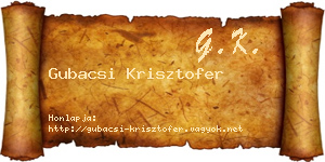 Gubacsi Krisztofer névjegykártya